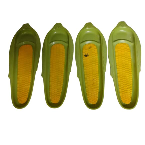 🌽Vintage Set Of 4 Corn on the Cob Trays Holders Nostalgic Novelty Picnic Dining - Picture 8 of 10